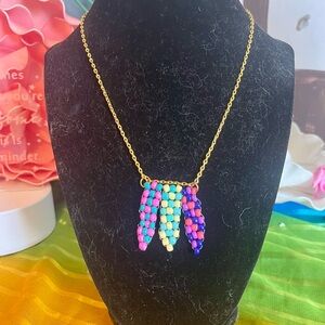 Colorful Beaded Necklace with Gold Chain